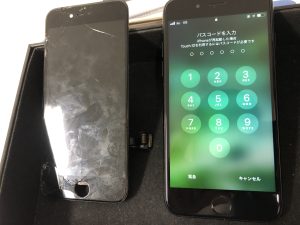 iPhone７画面ガラス修理／アリオ八尾２階スマホ即日修理データそのまま